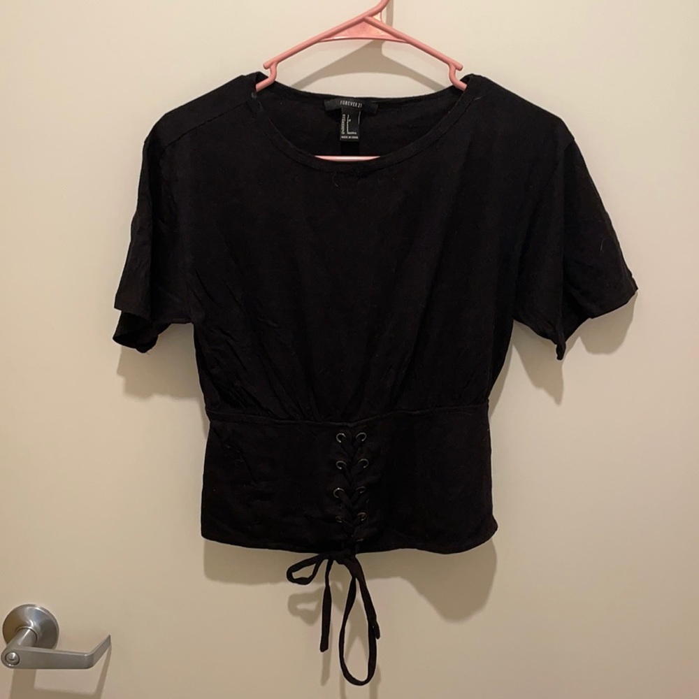 Lace up black shirt